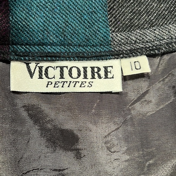 Vintage Victoire Petites Wool Pleated Plaid Midi Skirt - Size 10 - Picture 8 of 8